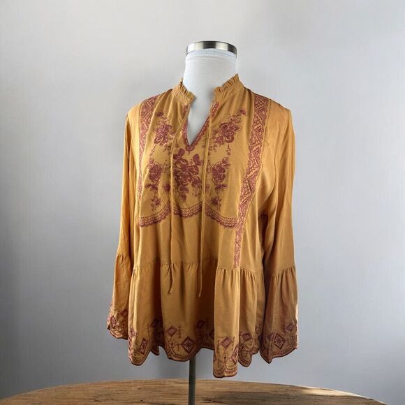 NWOT Cato Bohemian Peasant Festival Babydoll Blouse Bell Sleeve Plus Size 22 24 - Picture 14 of 14